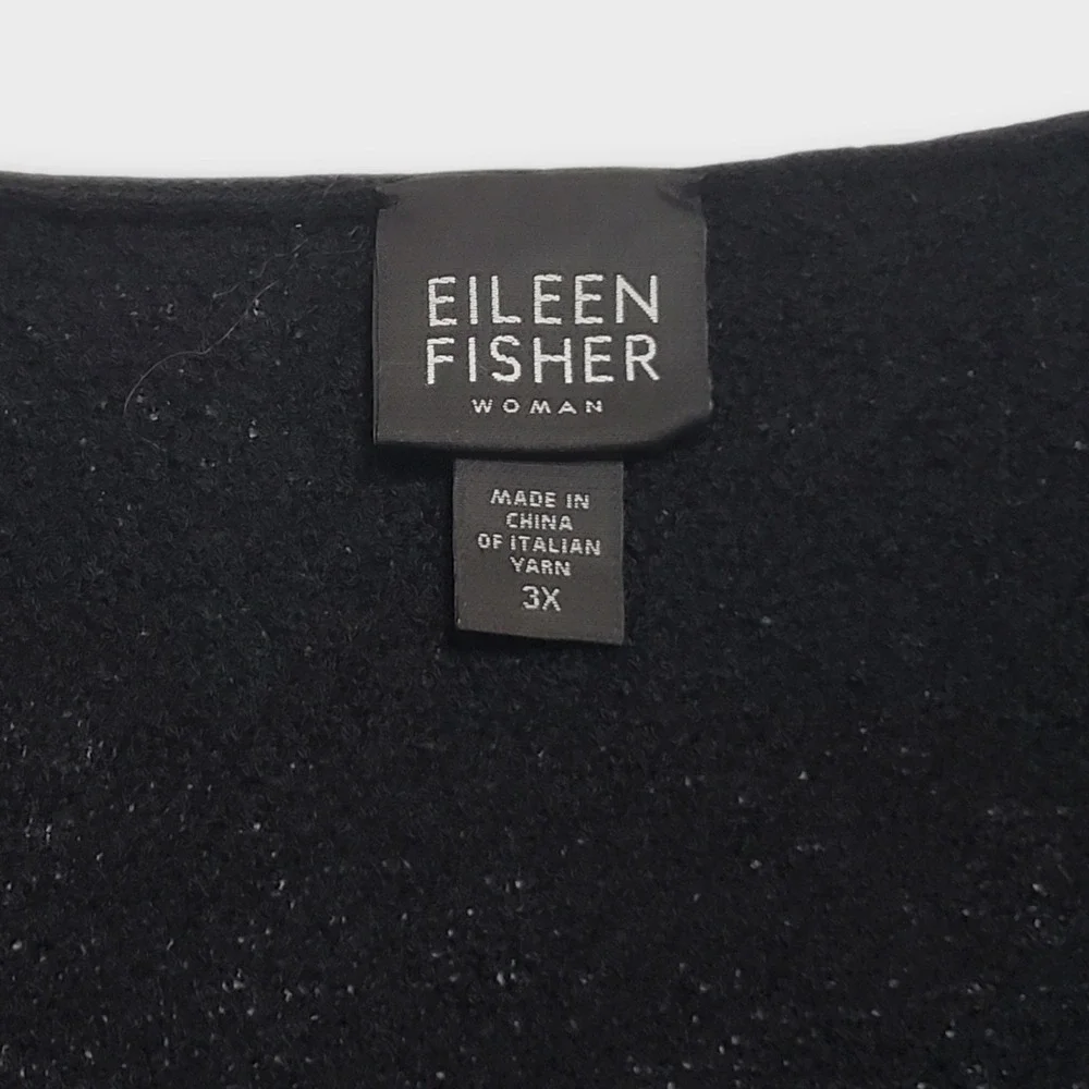 Eileen Fisher Woman Black 100% Wool Knit Tank Top Shell Plus Size 3X S8EECG-2